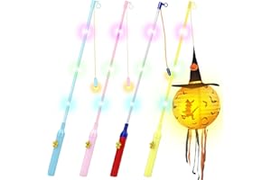 STVST Laternenstab Kinder LED, 4 Stück Laternenstab mit LED für St. Martin, Elektrische Laternenstäbe, Elektrischer Laternenstab für Kinderpartys, Sankt Martin, Halloween, Kostümpartys, Laternenumzug