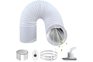 ComPDCVD Abluftschlauch 80mm Länge 3 M PVC Flexibel Alurohr Schlauch Aluminium Aluflexschlauch mit 2 Schlauchschelle Edelstahl für Klimaanlagen Mobile Klimaanlage Wäschetrockner Abzugshaube(Weiß)