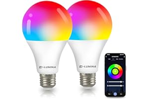 D-Lumina Inteligentne żarówki LED Alexa, inteligentna lampa LED 10 W, WIFI E27, możliwość ściemniania RGB zmieniające kolory, 2700 K - 6500 K, współpracuje z Alexą, Google Home, Siri, (2 sztuki)
