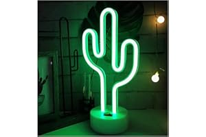 ENUOLI Cactus Lights Neon Signs LED Cactus Neon Lights Night Lights with Pedestal Room Decor Battery USB Operation Cactus Lamps Neon Signs Light Up Children's Room Bedroom Wedding Party Christmas