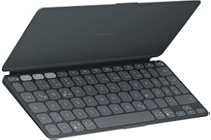 ‎LOGITECH Logitech Keys-To-Go 2, mobile Bluetooth-Tastatur für Tablets mit integriertem Schutzcover, schlanke, kabellose Tastatur für Windows, Android, Linux, iPad, iPhone, Mac, Apple TV, DEU QWERTZ - Grau