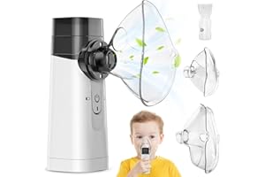 PAPOIYA Inhalator Vernebler, Tragbar Inhalationsgerät Set, Geräuscharmes Wirksame Behandlung von Atemwegserkrankungen, Inhaliergerät für Kinder und Erwachsene