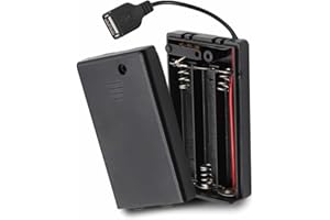TECHZOCO Portapilas con Interruptor ON/Off, Soporte de Batería AA, Caja de Batería, Porta Pilas, Incluye Cable USB Hembra, Voltaje Total 4.5V (1.5V por Pila), Apto para 3 Pilas LR6 AA (FR6, HR6, LR6)