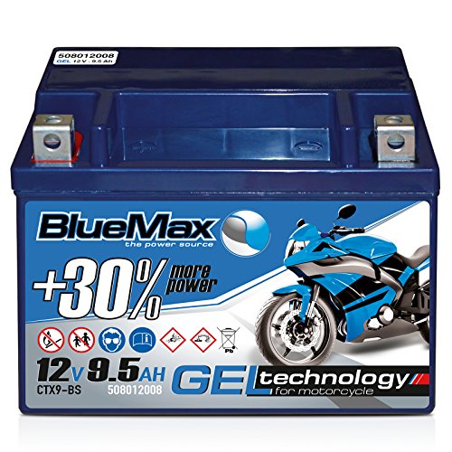 Motorradbatterie 12 V / 9,5 Ah - 140 A/EN CTX9-BS GEL 50812 BlueMax YTX9-BS