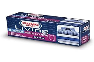 DOMO PAK LIVING Sacchetti Antipolvere per Maglie, Camicie e Vestiti - Organizza Il Tuo Armadio e Proteggi i Tuoi Abiti - 9 Buste Trasparenti 31x43 cm - Domopak Living