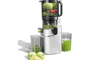 ‎AMZCHEF AMZCHEF 250W Automatischer All-In-One Entsafter, 145MM Öffnung und 2L entsafter für Gemüse und Obst, Entsafter Slow Juicer Testsieger mit Dreifachem Filter - Silber