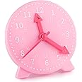 camelize Learning Clock, Time Teaching & Demonstration Clock Model,Early Education Telling the Time clock for kids,4 Inch 12/24 Hour for ages 4+（Pink