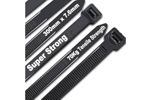 JQKX Cable Ties Black,300mm×7.6mm Heavy Duty with 70 kg Tensile Strength Large UV Resistant Strong Nylon Cable Zip Ties(100 Pieces)
