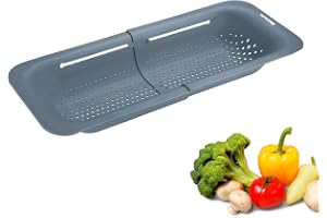 Westmark Sink Durkslag, Utdragbart Durkslag För Att Tömma Frukt, Grönsaker Och Maträtter, Praktisk Droppbricka, Grå, 36-49 Cm