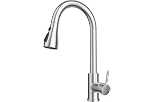 WLTEDRGO Rubinetto Lavello Cucina, Miscelatore Cucina Ad Alta Pressione, Rubinetto Cucina Con Doccetta Estraibile, Rubinetti Cucina Girevole a 360° con Monocomando, Acciaio Inox Spazzolato