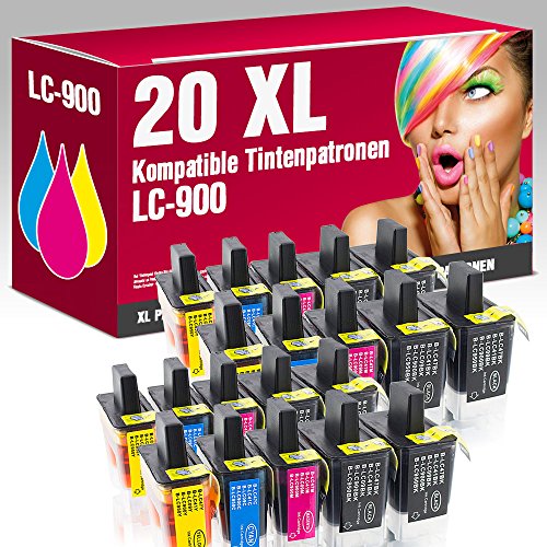 20 Patronen LC900 für Brother DCP-105C DCP-110C DCP-110 DCP-115C DCP-116C DCP-117C DCP-120C DCP-310C DCP-310CN DCP-310 DCP-315CN DCP-340CW DCP-340DCW DCP-340 MFC-1180ME MFC-1185LH MFC-1190CE MFC-1195B MFC-210C MFC-210 MFC-215C MFC-3240C MFC-3240CN MFC-3340C MFC-3340CN MFC-3342CN MFC-410CN MFC-420CN MFC-420 MFC-422C MFC-425CN MFC-5440CN MFC-5840CN MFC-610CLN MFC-610CLWN MFC-610CN MFC-610 MFC-615CL MFC-620 MFC-620CLN MFC-620CN MFC-620 MFC-640CW MFC-820CW MFC-830CLN MFC-830CLWN ms-point®