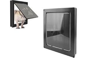 Chrees Dog Door Heavy Duty Thickened Widen Safety Strong and Durable Pet Flap Door for Interior Exterior Wall (Black)