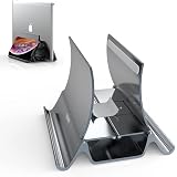 Supporto verticale in acrilico per computer portatile, in acrilico, invisibile, portatile, organizer salvaspazio per tutti i MacBook, Surface, Samsung, HP, Dell