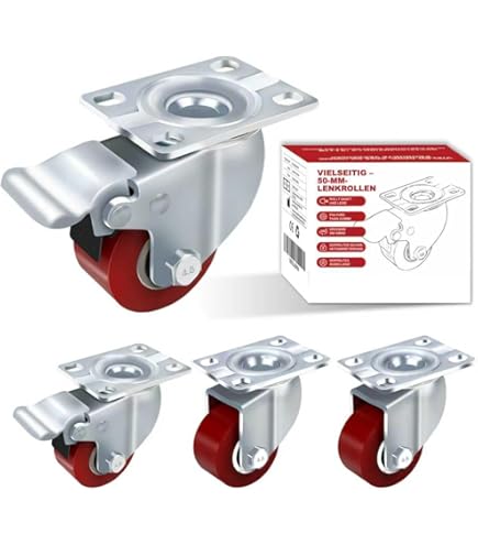 HRB Industriële Wielen - 4 Stuks, 100 mm Diameter, Transportwielen, Blauw, 450 kg Totale Draagkracht