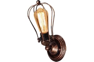 iDEGU Aplique de Pared Vintage Industrial Lámpara de Pared Ajustable E27 Iluminación de Pared Lámpara de Techo para Pasillo, Salón, Dormitorio (Óxido Rojo, 1 Luz)