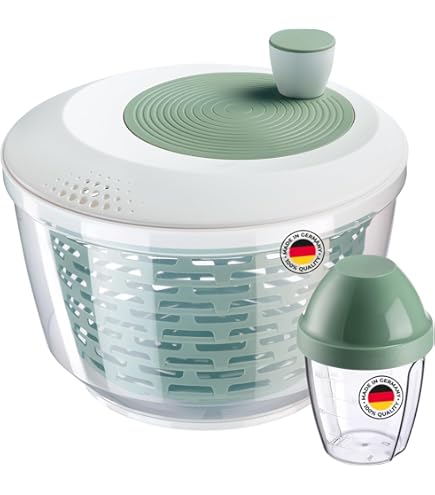 Grande Essoreuse à Salade Rotho Fresh Essoreuse à Salade, Plastique (PP) Sans BPA, Verte/transparente, 4.5l (25.0 X 25.0 X 16.5 Cm Essoreuse à Salade Mini
