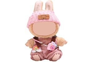 Aicerous Vestiti coordinati per il peluche Labub, adatto per bambole da 17 cm, posizione seduta e in piedi, bambola di peluche non inclusa (A)