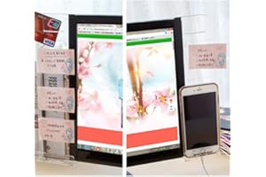 OUKEYI Multifunction Utility Acrylic Transparent Computer Monitors Side Panel/Memo Pads/Message Boards/Sticky Boards for Computer Screen, 1 Set (Left & Right) (with Phone Holder)