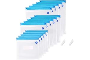 FAMKIT Sacchetti per Sigillare Sottovuoto, 15 Sacchetti per Sigillare Sottovuoto Riutilizzabili per Alimenti, Senza BPA, Ideali per Conservare Sottovuoto, Preparare Pasti o Sottovuoto
