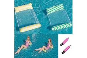 KONXI 2 Stück Luftmatratze Pool, Aufblasbare Wasserhängematte Schwimmbett, Pool Wasserhängematte, Wasser Hängematte mit Luftpumpe, 4 in 1 Aufblasbare Wasserhängematte Pool Zubehör, 48 x 27.5 inch