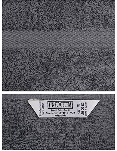 Betz 10er Pack Waschhandschuhe Waschlappen Größe 16×21 cm Kordelaufhänger 100% Baumwolle Premium Farbe anthrazit - 5