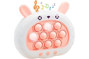 SCFRF Quick Push Bubbles Pop Fidget Toy It Game, Fast Push Light Up Pop Interactive Sensory Toy, Fast Push Button Game for Kids Adult, Stress Relief Handheld Game Gifts Toy for 3 4 5 6 7 Years Old Boy Girl