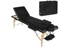 Lestarain Table de Massage, Table de Massage Pliante Professionnelle, Lit de Massage Portable, Lit Esthétique, avec Appui-tête et Sac de Transport, Hauteur Réglable, 185x58.5cm，Noir，LNOG0004