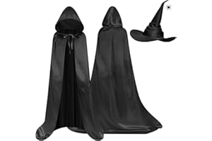 AUYAO Cape à Capuchon Enfants, Deguisement Halloween Enfant Robe Cape de Sorcière pour Filles, Costume Cape avec Capuche pour Halloween Carnaval Noël（100cm）