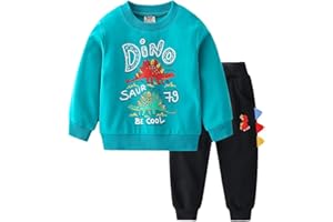 Volunboy Conjunto de ropa de dinosaurios para niño pequeño, sudadera + pantalones de jogging 2 piezas conjunto