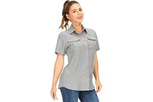 yeyity Chemisier à manches courtes pour femme - Protection UV - Chemise de randonnée - Respirant - Séchage rapide - Pour l'extérieur - Haut d'été