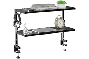 ‎PUTORSEN PUTORSEN 24-Zoll Clamp-on Schreibtisch Organizer - 2 Tier Schreibtisch Regal DIY Regal unter Schreibtisch für Gaming-Geräte, Tischzubehör und mehr, Schwarz