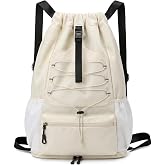 Qoosea Drawstring Backpacks Waterproof Sports Bag, Large Capacity Nylon Gym Backpack with Drawstring for Men Women, Gym Bag W