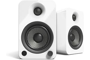Kanto YU4GW Powered Speakers with Bluetooth and Built-in Phono Preamp | Auto Standby and Startup | Remote Included | 140W Peak Power | Pair | Gloss White