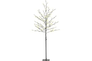 HOMCOM Luz de Árbol de Cerezo con 150 Luces LED IP44 Blanco Cálido Lámpara Decorativa de Flor de Cerezo con Ramas Flexibles para Salón Fiestas Interiores 17x17x150 cm Negro