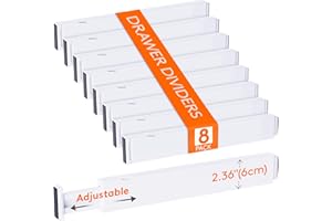 Lifewit 8 Pack Kitchen Drawer Dividers 2.36" High, 16"-22" Adjustable Drawer Organizer for Utensils/Clothes/Makeup, Plastic Expandable Separators in Dresser/Bedroom/Bathroom/Office Storage