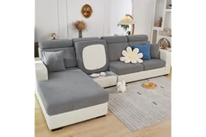 TOPCHANCES Housses de coussin de siège de canapé - Housse de canapé universelle, housse de siège de canapé en forme de L, housse de siège de canapé extensible, housse de protection de coussin de canapé (Grey)