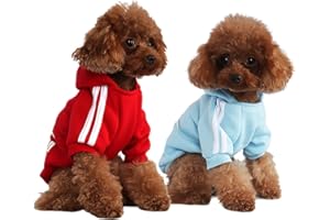 PenghaiYunfei Vêtement Chihuahua, élégant Chien à Capuche vêtements pour Chiens Streetwear Coton Sweat Tenue de Mode pour Chiens Chats Chiot Petit Moyen Grand Pull (Bleu Clair/Rouge, XX-Large)