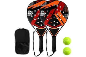 Smartwo Padelracket set – 2 x racket 2 x bollar + väska, padelracket för nybörjare, kvinnor, padelracket i svart och röd, ABS-ram & EVA-skumkärna, lätt kontroll