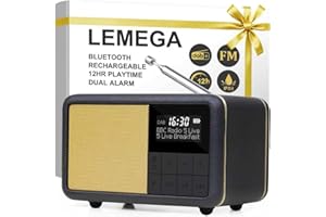 Radio Portable Dab+ avec Bluetooth I Batterie Rechargeable avec 12 Heures d'autonomie ou Alimentation Secteur I IPX4 étanche I Radio FM, 40 présélections I Lemega CR7 (Noir, Class Compact)