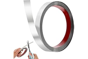 CAAGGMM Aceros Inoxidables Molduras Decorativas, Moldura de Pared, Cinta Metálica de Espejo de Acero Inoxidable, Cinta para Juntas, Tira Decorativa de Metal, 5m x 2cm, para Decorar Habitaciones, Plata