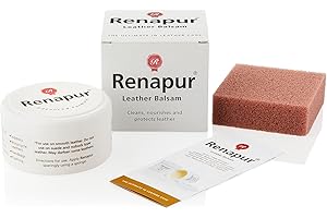 Renapur Leather Balsam, Natural Balm, Conditioner and Restorer (125 ml Box + Applicator Sponge) — Protector for Leather Sofas, Furniture, Shoes, Bags, Car Seats, Saddlery & Tack (Original)