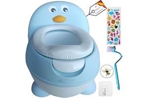LA SENDA Orinal bebe 2 años Pingüino Azul | Vater para niños que aprenden a ir al baño | +18 Meses | Cómodo, Seguro y Divertido | Con Base Antideslizante y Accesorios Incluidos