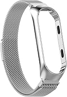 Domybest Correa de Reloj de Pulsera de Correa Ajustable de Acero Inoxidable, con Marco, para Xiaomi MI Band 3