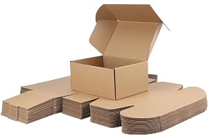 RLAVBL Kartonglådor, flyttlådor 22,9 x 15,2 x 10,2 cm, korrugerade förvaringslådor, presentförpackning med lock, brun uppsätt
