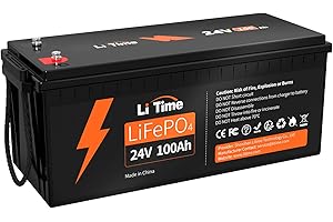 LiTime Batterie 24V Lithium 100Ah, Batterie LiFePO4 avec 100A Protection BMS et 4000-15000 Cycles Profonds,Maximale 2560W, sans Entretien Parfait pour Camping-Car, Système Solaire, Bateaux