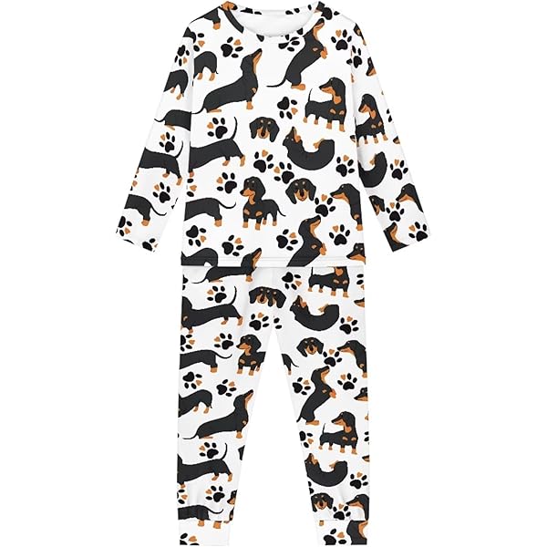 Pigiama Natale Unisex Bambini - Stampa Dinosauro, Rosso, Top E Pantaloni, Cotone