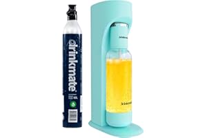 Drinkmate OmniFizz Sparkling Water and Soda Maker, Carbonates Any Drink Not Just Water, Fizzy Drink Maker, Water Carbonator, Sparkling Water Machine, x1 CO2 Cylinder Included, Arctic Blue