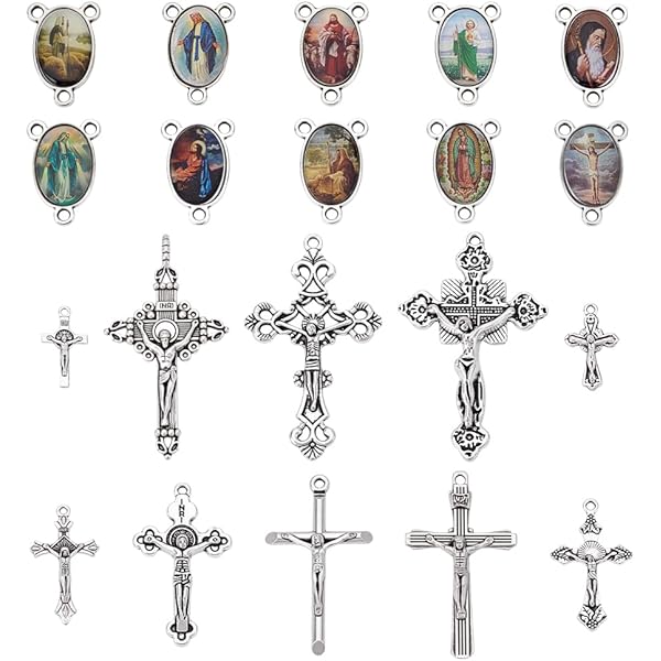 PH PandaHall 120pcs 3 Style Croix Pendentif De Croix Coeur En Métal, 2 Couleurs Pour Pâques Fabrication De Bijoux Bracelet Collier Bricolage Artisanat Accessoires