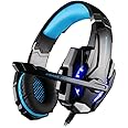 KOTION EACH G9000 3.5mm Gaming Headphone Game Headset Noise Cancellation Earphone with Mic LED Light Black-blue