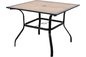 ‎PHIVILLA PHIVILLA Garden Table Weatherproof Outdoor Garden Table Patio Table Balcony Table E-Coating Metal 94 x 94 x 71 cm Wood-like Square Brown